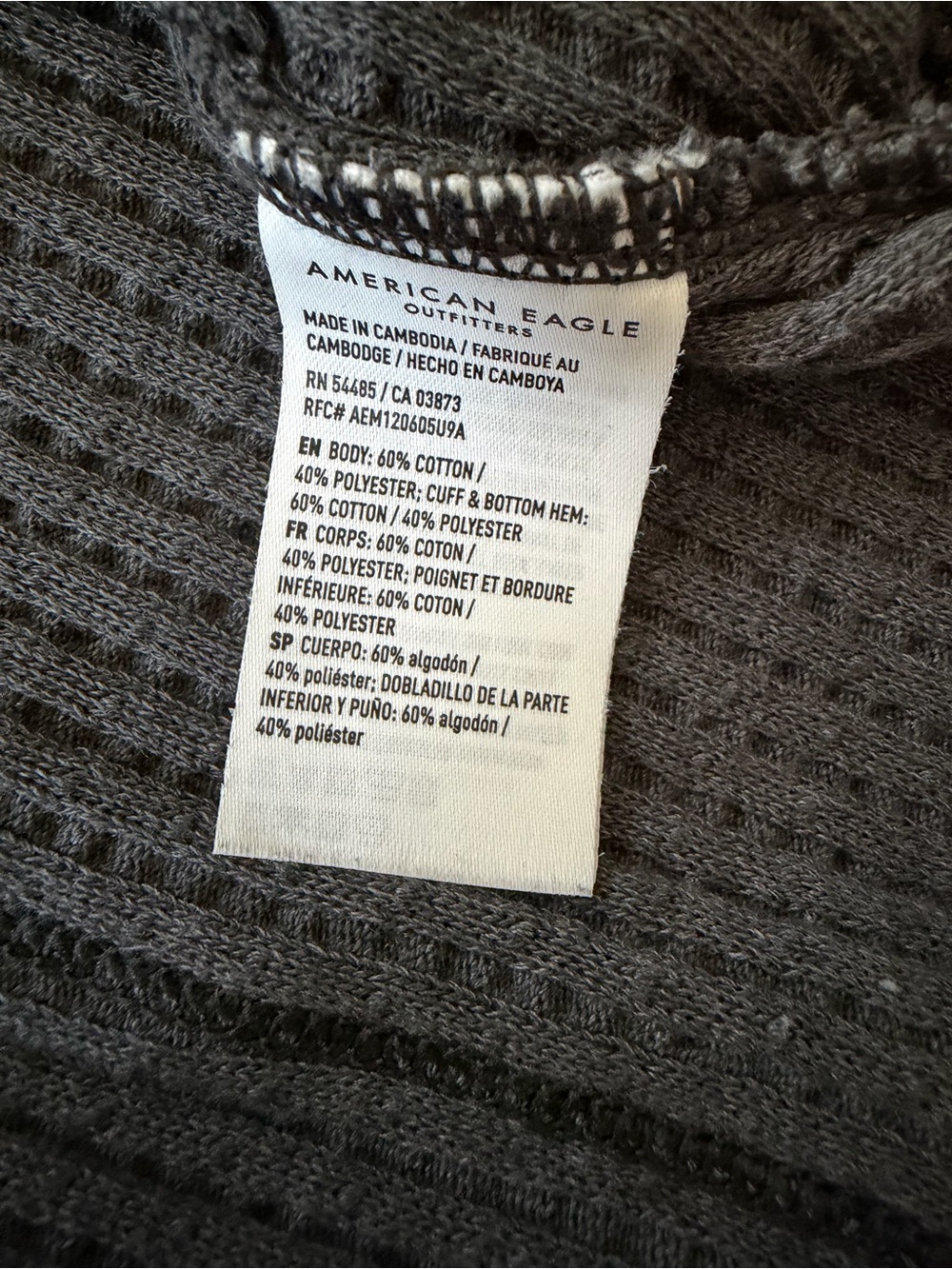 American Eagle This Feels Seriously Lived In Big Hug Waffle Oversized Crew xs - Picture 8 of 10